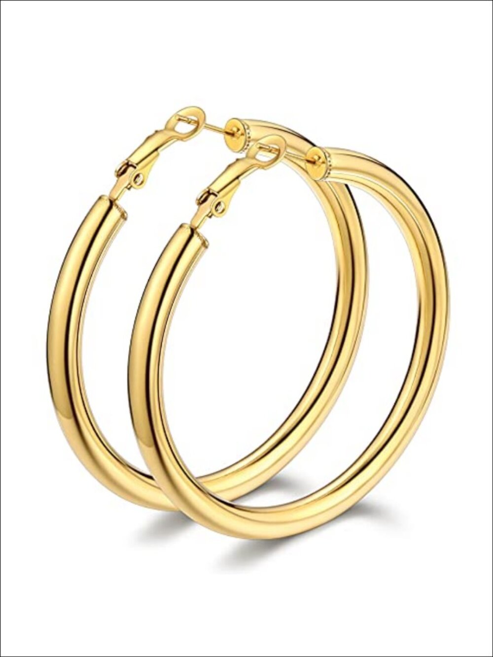 5mm Thick Gold Plated Hoop Earrings Hypoallergenic Stainless Steel Lightweight